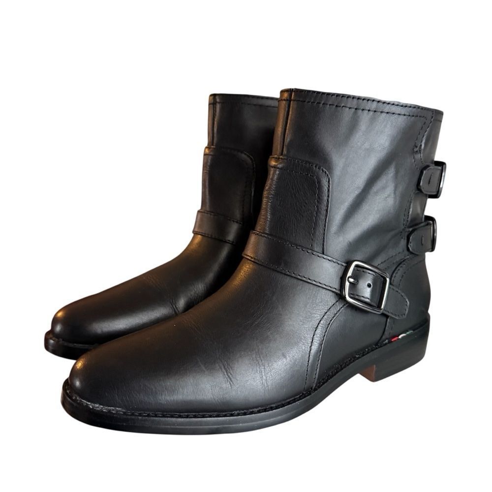 Franco Sarto Women's Prina Block Heel Moto Ankle Boots Black Leather Size 8 - Picture 3 of 12